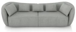 Sofá 3 Lugares 252cm Orgânico Pé Madeira Yume Linho Cinza Z55 - Mpozen