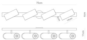 Spot Sobrepor Trilho Aluminio 75Cm - PRETO FOSCO