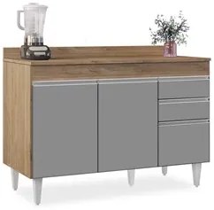 Balcão Gabinete para pia com Tampo 120cm Michigan Cast/Cinza - Lumil