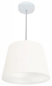 Lustre Pendente Cone Md-4155 Cúpula em Tecido 30/40x30cm Branco - Bivolt