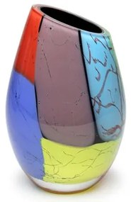 Vaso 24 MS Diagonal Lascas Coloridas Murano Cristais Cadoro