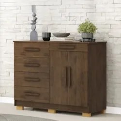 Cômoda Quarto Sapateira 2 Portas 4 Gavetas Lírio Imbuia V02 - Mpozenat