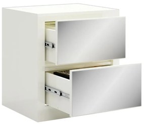 Mesa de Cabeceira Gavetas Espelhadas Branco Off White Dalla Costa