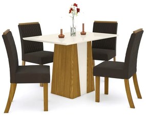 Mesa de Jantar 120cm Orus Móveis Henn Nature/Off White