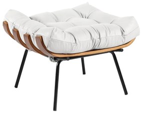 Puff Decorativo Sala de Estar Costela Couro Branco G34 - Gran Belo