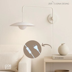 Arandela Zen 40X99,2X43,3Cm 1Xg9 Braço Haste E Cúpula Alumínio E Globo... (BT - Branco Texturizado)