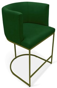 Banqueta Paola Suede Verde Base Industrial Dourada - D'Rossi