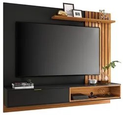Painel Bancada Suspensa para TV até 60 Pol. Ripado 160cm Tocantins Pre