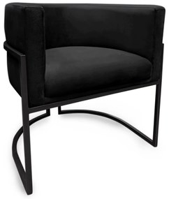 Poltrona Decorativa Base Metal Preta Luna Veludo Preto - Sheep Estofados - Preto