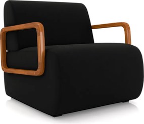Poltrona Decorativa Sala de Estar Odessa Braços em Madeira Veludo Preto G33 - Gran Belo