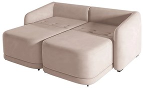 Sofá Cama Modulado Retrátil e Reclinável Decorativo Varsóvia 236cm Veludo Rosê G33 - Gran Belo