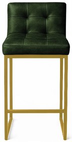 Banqueta Cozinha Alta com Encosto Industrial Dourado Lirina PU C05 - D'Rossi - Verde