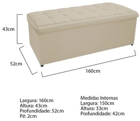 Calçadeira Copenhague 160 cm Queen Size Suede Bege - ADJ Decor