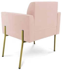 Poltrona Sala Decorativa Pé de Ferro Dourado Marisa Veludo - Rose