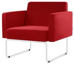 Poltrona Pix Assento Courino Vermelho Base Aco Branco - 55044 Sun House