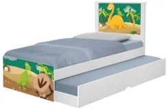 Cama Solteiro Infantil Com Auxiliar 188x88cm Dinossauro K06 - Mpozenat