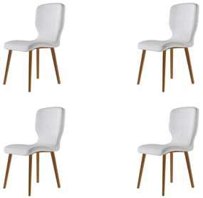 Kit 4 Cadeiras Decorativas Sala de Jantar Madeira Maciça Parker Linho Cinza Claro G13 - Gran Belo