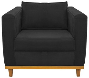 Poltrona Decorativa Europa Suede Preto ADJ Decor
