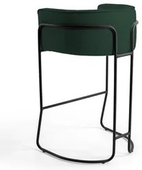 Banqueta Decorativa Base Aço Preto Betina C-117 Linho Verde - Domi
