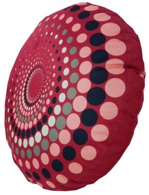 Almofada Redonda Ravi Cheia Indiana em Tons Cereja 40x40cm - ARI-0326