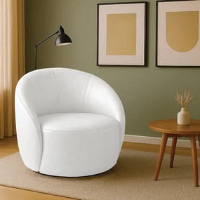 Poltrona Decorativa Orgânica Giratória Lua Sintético PU D03 - D'Rossi - Branco