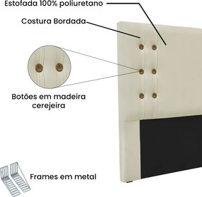 Cabeceira Cama Box King 195cm e Recamier Gênova Veludo S04 - D'Rossi - Bege
