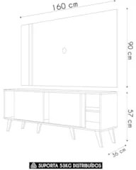 Estante Painel Para TV 60 Pol 160cm Orla Z10 Off/Cinamomo - Mpozenato
