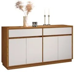 Balcão Aparador Buffet 4 Portas 2 Gavetas 100% MDF Anne N02 Ypê/Off Wh