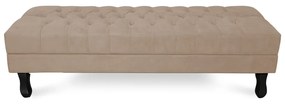 Puff Baú Decorativo Capitonê Luis XV 100x40cm Suede Bege - Sheep Estofados - Bege
