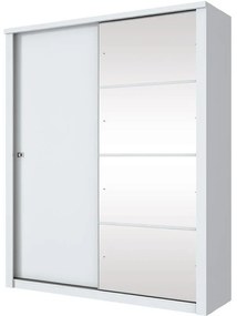 Guarda Roupa Roupeiro 2 Portas com Espelho 3 Gavetas Branco