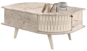 Mesa de Centro Para Sala com 2 Portas Narvelli M20 - D'Rossi - Calacata e Off White