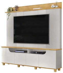 Home Estante Banner TV 75" Ripado Canelado 4 Portas Bali/Cedro G18 - Gran Belo