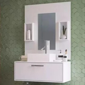 Gabinete Banheiro Completo Cuba Painel Balcão Espelho Kit Torneira BR