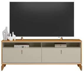 Rack Bancada Duarte e Pés em Madeira 160cm TV Até 60 Polegadas Tauari/OffWhite  G77 - Gran Belo