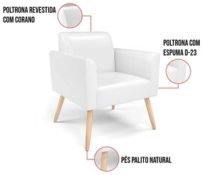 Kit 2 Poltronas Pés Palito Natural Marisa Corano - Branco