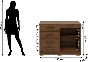 Cômoda Quarto 122cm com 2 Portas Sapateira Vitória V01 - D'Rossi - Imbuia