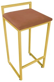 Banqueta Pietra Suede Base Dourado - Terra