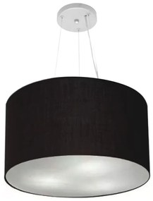 Lustre Pendente Cilíndrico Md-4187 Cúpula em Tecido 45x30cm Preto - Bivolt