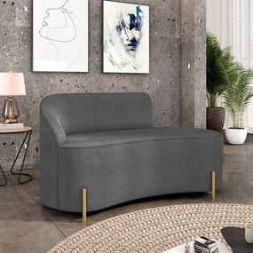 Sofá 2 Lugares Orgânico 140cm Pé Aço Lateral Dourado Morgan Bouclê D03 - D'Rossi  - Grafite