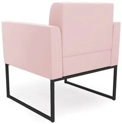 Poltrona Base Industrial Preto Kit 2 Ana Suede Rosa Bebê - Ibiza