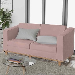 Sofá 2 Lugares Europa Linho Rosê ADJ Decor