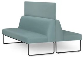 Sofa Pix com 2 Unidades e Painel Divisor Assento Crepe Verde Agua Base Aco Preto - 55067 Sun House
