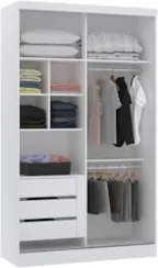 Guarda Roupa Solteiro 134cm Espelho Taiga Branco/Cinnamon L01 - Mpozen