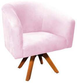 Poltrona Decorativa Giratória MM30 Stella Suede Rosa Bebê D03 - D'Rossi