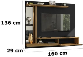 Painel Denver Preto Fosco Cinamomo - Bechara Móveis