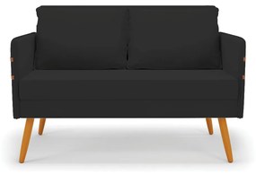 Kit 01 Namoradeira 02 Lugares e 02 Poltronas Mari Veludo Pés Palito Castanho - D'Rossi - Preto