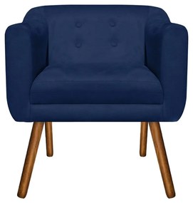 Poltrona Julia Suede Pés Palito Castanho - D'Rossi - Azul Marinho