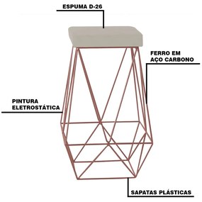 Banqueta Decorativa Kathy Base Bronze Suede Bege G41 - Gran Belo
