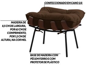 Puff Decorativo Sala de Estar Abel Base de Madeira Preto Suede Marrom G41 - Gran Belo