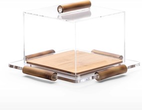 Boleira Quadrada Acrílico e Bambu - M  M